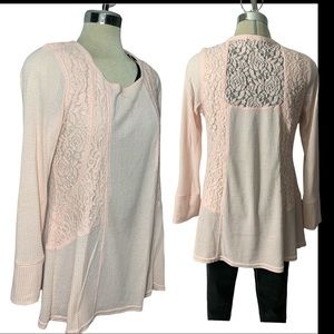 XLC pink Lace Cotton Blouse Size LG